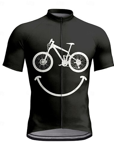  Voor heren Wielrenshirt Grafisch Geometrisch Korte mouw Fietsen T-shirt Shirt Kleding Bovenlichaam met 3 achterzakken UV-bestendig Sneldrogend Rits Aan De Voorzijde Reflecterende strips Sport Zwart