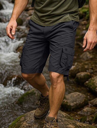  Herren Cargo-Shorts Outdoor Shorts Camping-Shorts Freizeitshorts Wander-Shorts Mehrere Taschen Gerader Schnitt Einfach Feuchtigkeitsableitend tragbar Knielang Outdoor Lässig Täglich Urlaub Klassicher
