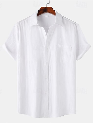  Herren Hemd Freizeithemd Knopfhemd Einfach Urlaub Straße Schwarz Weiß Gelb Armeegrün Kurzarm Revers Sommer Bekleidung Button-Down