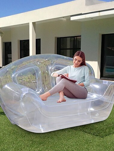  1 aufblasbares Sofa für 2 Personen zum Campen und Entspannen im Freien – tragbare Air-Lounge mit Pumpe, faltbare Campingmatratze, Loungebank für die Mittagspause, leicht und einfach zu tragen für