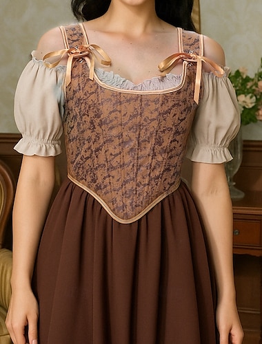  Retro Antiguo Medieval Renacimiento Faja Chaleco corpiño Vikingo Acordonado Mujer Celta Fantasía Víspera de Todos los Santos Carnaval Mascarada Vacaciones Casual Diario LARP Adulto Chalecos