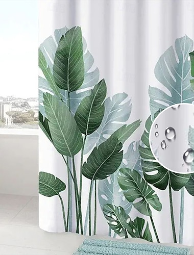 Douchegordijn met haken 180 cm * 180 cm (70" * 70") Geschikt voor aparte natte en droge zone scheiding badkamer waterdicht olieproof floraal botanisch landschap