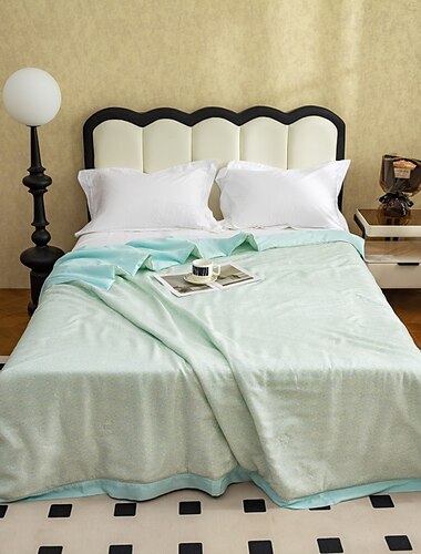  Kühlende Decke Komforter atmungsaktive Tencel Lyocell-Faser-Decke Queen-Kühlbedeckung für heiße Schläfer leichte Bettdecke für den Sommer gelb-grün