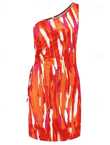  Damskie Sukienka mini Letnie sukienki Sukienka na ramiączkach Sukienka Boho Moda Nowoczesny Codzienny Plaża Weekend Regularny Graficzny Bez rękawów zimne ramię Niebieski Pomarańczowy Czerwona róża