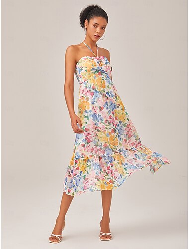  Dames Ruimvallend Regenboog Stijlvol Mode Zomer Halternek Vakantie Strand XS S M