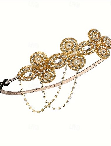 1920er Der große Gatsby Flapper-Stirnband Der große Gatsby Retro Funkelnder Glitzer Kristall / Strass Kragenlos Damen Halloween Karneval Maskerade Party Maskerade Festival Erwachsene Kopfbedeckung