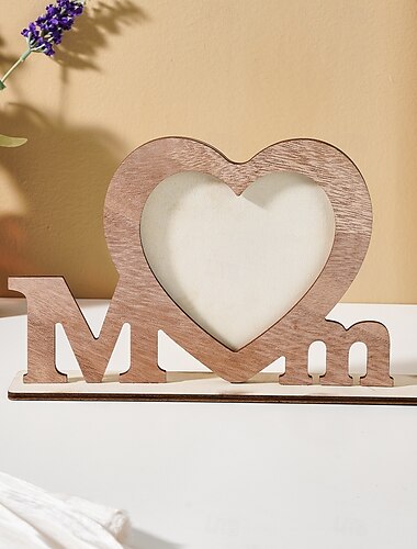  Regalo de decoración de madera para el día de la madre para mamá, adorno de letra de mamá en forma de corazón para mesa, decoración moderna del hogar para regalo del día de la madre y exhibición