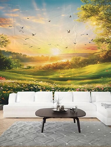  Naturlandschaft Wandteppich zum Aufhängen, große Wandteppiche, Wanddekoration, Fotohintergrund, Decke, Vorhang, Zuhause, Schlafzimmer, Wohnzimmer, Dekoration
