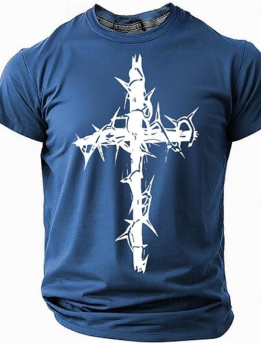  Easter Men's Cross T Shirt Short Sleeve T shirt 3D Print Crew Neck Shirt Fashion Daily Designer Party Street Casual Black Red Blue Summer Spring Clothing Apparel S M L XL XXL XXXL
