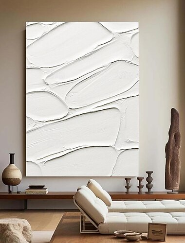  großes handgemachtes weißes 3D-strukturiertes abstraktes Gemälde, handgemaltes modernes 3D-Bergölgemälde, moderne Wandkunst, Dekoration, Kunstgemälde