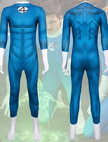  Les Quatre Fantastiques : Premiers pas Super-héros Monsieur Fantastique Combinaison Combinaisons Costume de Carnaval S'habiller Cosplay de Film for Homme Garçons Enfant Adulte Halloween Carnaval