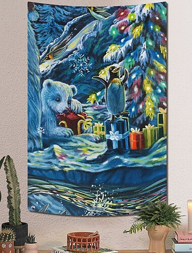  Dakota Daetwiler Hängende Wandteppich Kunst Große Wandteppich Wanddekoration Fotograf Hintergrund Decke Vorhang Zuhause Schlafzimmer Wohnzimmer Dekoration "Heiligabend in der Werkstatt" - von Dakota
