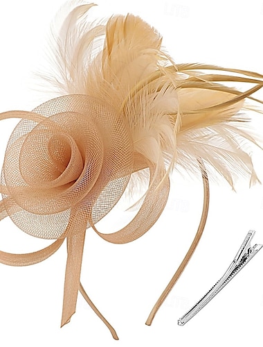  fascinators klobouky s peřím pro ženy kentucky derby klobouky tea party kostelní klobouk s čelenkou a klipem
