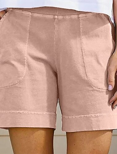  Mujer Pantalones cortos de lino y algodón Pantalón corto pantalones Casual Corto Cintura Media Plano Bolsillo Cintura elástica Confortable Al Aire Libre Diario Festivos Vino Gris Negro Blanco Verano