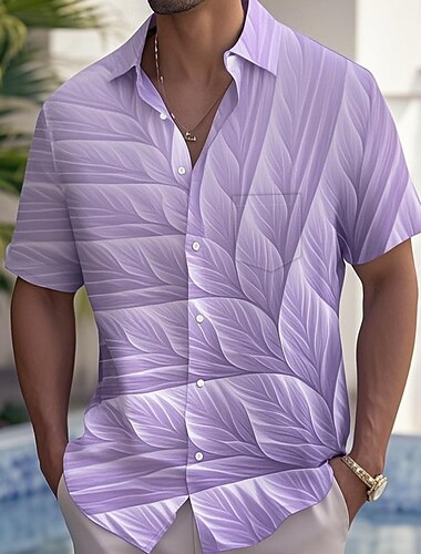  Per uomo Foglia di palma Piante Tropicali Camicia Camicia hawaiana estiva Camicia con Bottoni Manica Corta Hawaiano Vacanza Ferie Abbigliamento mare Estate Primavera Collo ripiegato Stampa 3D camicie