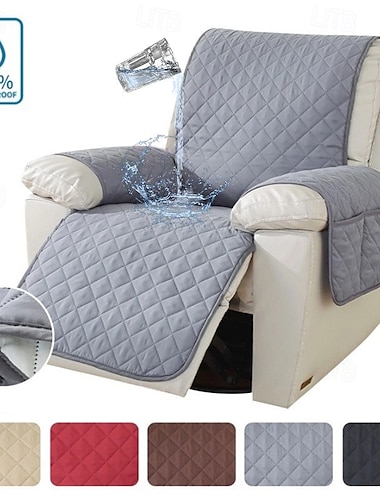  Fundas para sillones reclinables 100 % impermeables, funda antideslizante para sillón reclinable, protector de muebles, funda lavable con bolsillo y correas elásticas para mascotas y perros.