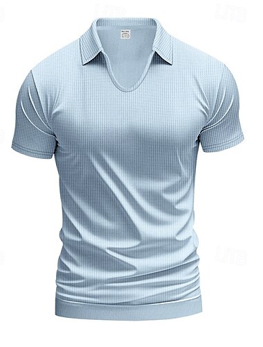  Homens Camisetas Camisa de manga curta T-shirt Manga Curta Decote V Lapela Primavera & Outono Tecido Moda Designer Sexy Férias Rua Para Noite Adamascado Branco Cinzento Claro Top Tee para Homens