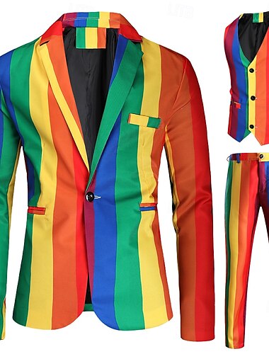  Orgullo Arco iris Accesorios Traje del orgullo arcoíris Blazer Adulto Hombre Desfile del orgullo Mes del Orgullo Víspera de Todos los Santos Carnaval Disfraz de carnaval fácil