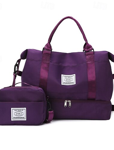  2-teiliges Set Weekender-Tasche, Reisetasche mit Schuhfach und Umhängetasche, Sporttasche für Damen und Herren, große Tragetasche mit Nass-Trocken-Trennung für Reisen, Sport und Handgepäck