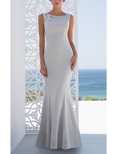  elegantes, eng anliegendes, ärmelloses Meerjungfrauenkleid mit einseitiger Blumenstickerei, anmutiges Abendkleid 2025
