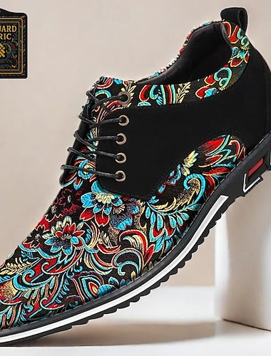  herrskor i svart och turkos jacquard brokad, iögonfallande design, perfekt för festkläder och festliga tillfällen