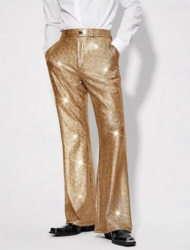  Rétro Vintage Années 1970 Années 1980 Pantalons à pattes d'éléphant Disco Latex brillant verni Métallique Paillettes Homme Halloween Carnaval Défilé de la Fierté Mois des Fiertés Adulte Pantalon