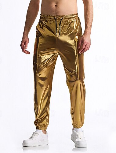  Rétro Vintage Années 1980 Longueur cheville Pantalon Jogging Disco Latex brillant verni Métallique Homme Halloween Carnaval Défilé de la Fierté Mois des Fiertés Adulte Pantalon Toutes saisons