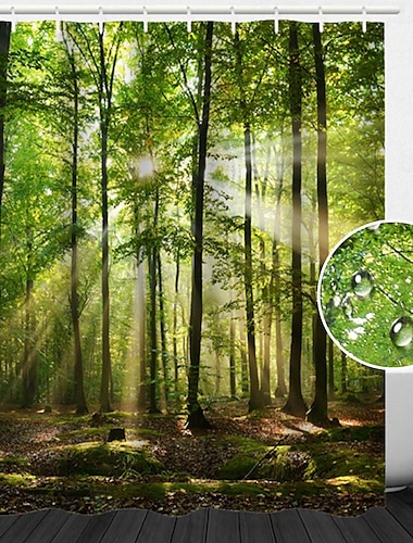 Douchegordijn met Haken 180cm*180cm(70"*70") Polyester Wasbaar Waterproof Zonneschijn Bos Landschap Patroon