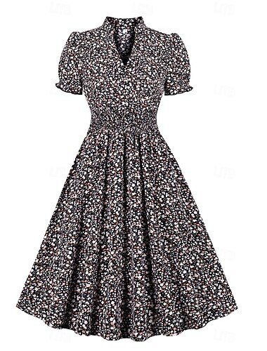  Retro vintage Jaren '50 Jurken Swing Jurk Bloemig Dames Carnaval Maskerade Alledaagse kleding Vrijgezellenfeest Volwassenen Kleding Homecoming-jurken