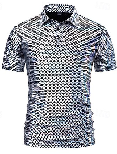  Retro Vintage 1980er T-Shirt POLO Shirt Disco Lack-Latex glänzend Metallisch Herren Halloween Karneval Pride Parade Pride-Monat Erwachsene T-shirt Sommer