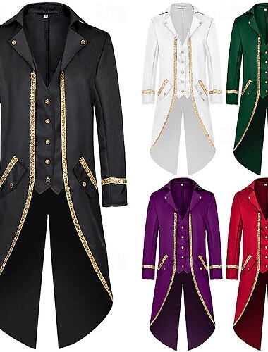  Retro vintage Rococo Middeleeuws Jas Smoking Rok Voor heren Koninklijk Halloween Carnaval Feest LARP Ren Faire Volwassenen Jas Alle seizoenen