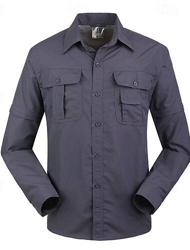  Men's Outdoor Shirt Hiking Shirt Long Sleeve Turndown Shirt Top Outdoor Quick Dry Polyester Dark Grey Army Green Khaki Gym Climbing Camping / Hiking / Caving