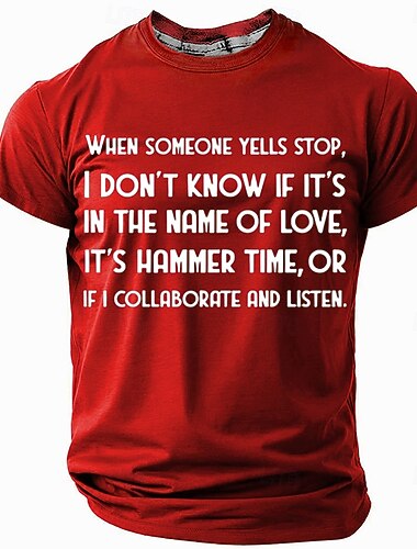  Men's Funny Graphic T-Shirt | Pop Culture Music Quote Tee 'When Someone Yells Stop' Short Sleeve