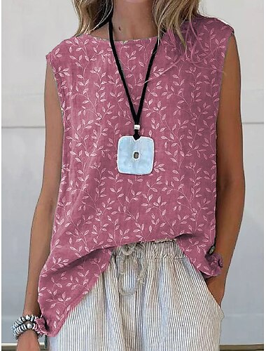  Damen Camisole-Tanktop Blumen Grafik Vintage Lässig Ärmellos Rundhalsausschnitt Normale Oberteile Täglich Druck Rosa Blau Purpur Grün Sommer Frühling