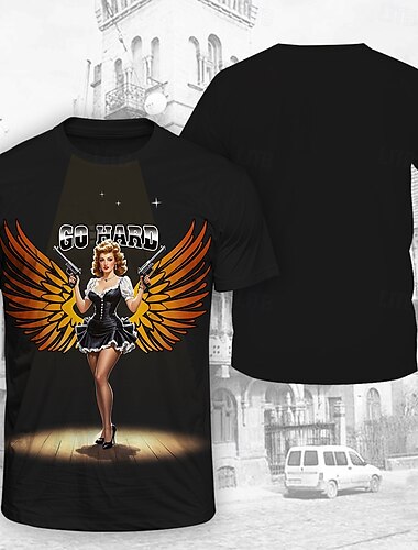  T-Shirt Retro Poster Retro-Mädchen Grafik Für Herren Erwachsene Maskerade 3D-Druck Urlaub Party