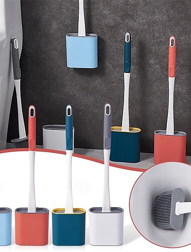  Toilet Scrubber Toilet Cleaner Brush Silicone Bristles Toilet Bowl Brush Compact Toilet Cleaner Brush for Bathroom Organization Practical