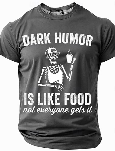  男性用ダークユーモアグラフィックTシャツ '食べ物のような、すべての人が理解できるわけではない' 骨のダジャレワードプレイ半袖ティー