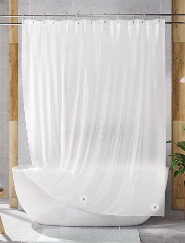  Wasserfester 200cm hoch duschvorhang waschbar Badezimmer-Duschvorhang aus Kunststoff Premium PEVA ungiftig mit rostfreien Ösen klar 8G Badezimmeraccessoires
