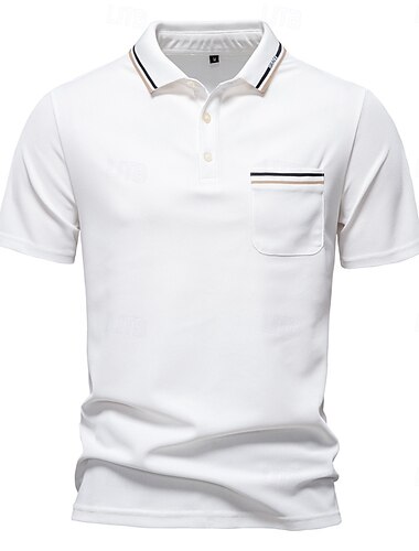  Herren Farbblock Polo Strick-Polopullover Kurzarm Umlegekragen Formell Arbeit Sport & Outdoor Stripe-Trim Streifen Rein Frühling Ganzjahres Weiß Dunkelrot Dunkelmarine