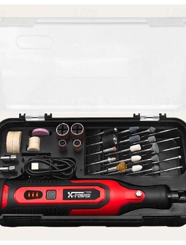  mini snoerloze roterende gereedschapsset, met accessoires, elektrisch roterend gereedschap voor doe-het-zelvers, graveren, schuren, polijsten, boren, slijpen, met 3 snelheden, 15000 tpm, 2,0 Ah