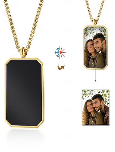  Collana termocromica personalizzata - Miglior regalo per la mamma - Pendente fotografico che cambia con il calore perfetto per la festa del papà della mamma San Valentino e compleanni