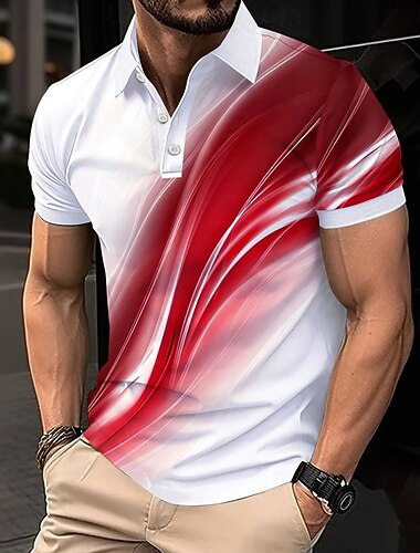  Męskie Geometryczny Tenké Gra polo Krótki rękaw Koszulki polo Koszule z kołnierzykiem Biznesowy swobodny Na zewnątrz Athleisure Dzienne zużycie Druk 3D Lato Czerwony Niebieski