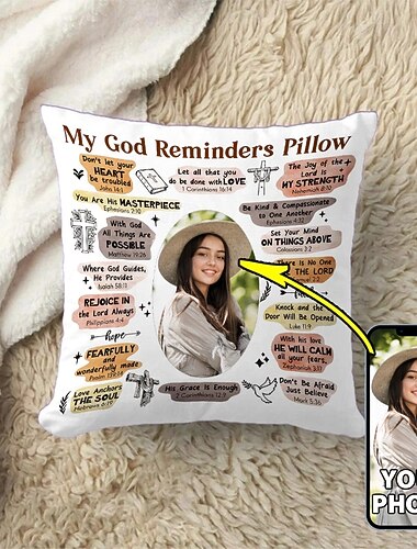  Copripiumino Personalizzato Aggiungi la tua Immagine Cuscino Promemoria di Dio Regalo Personalizzato Design Foto Immagine Moda Copripiumino Elegante 1pz Fatto su Misura