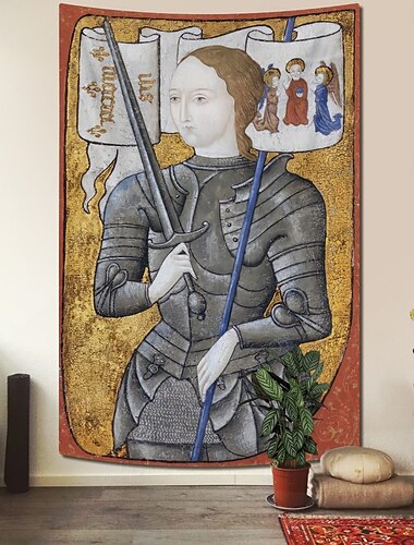  Berühmtes Gemälde Wandteppich Wandkunst Großes Wandteppich Wanddekoration Fotografie Hintergrund Deckenvorhang für Zuhause Schlafzimmer Wohnzimmer Dekoration Jules Bastien-Lepage Jeanne d'Arc