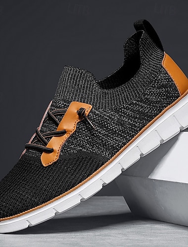  Zapatillas deportivas de punto para hombre: zapatillas ligeras y transpirables para correr y caminar en el gimnasio, el trabajo y los viajes.