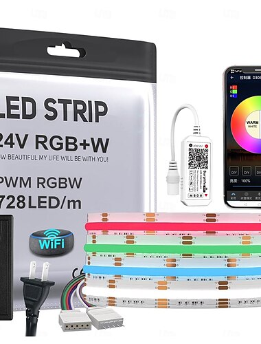  2,5 m 5m 7,5 m Flexible LED-Lichtstreifen Lichtsets 728 LEDs COB 12mm 1 Satz Halterung 1 Set RGB LED-Streifenlicht Urlaub Selbstklebend 110-240 V 24 V