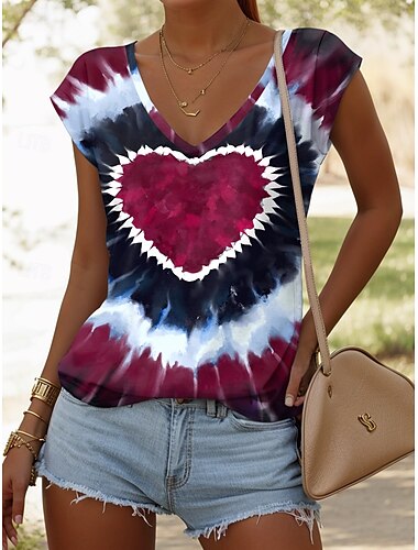  Dames Hemdje Tanktop Grafisch Tie Dye Tropisch Stijlvol Casual Mouwloos V-hals Normale tops Dagelijks Afdrukken blauw Zomer Lente