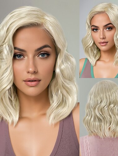  Synthetic Wig Wavy Water Wave Side Part Deep Parting Machine Made Wig 30 inch A1 Synthetic Hair Women's Fashionable Design Classic Comfortable Blonde