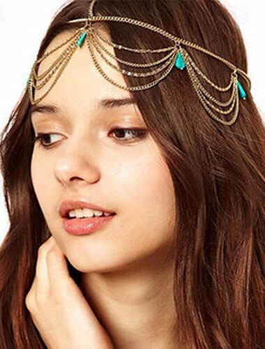  1PC Women's Headbands Hair Accessory Set For Outdoor Holiday Retro Feather Alloy Gold