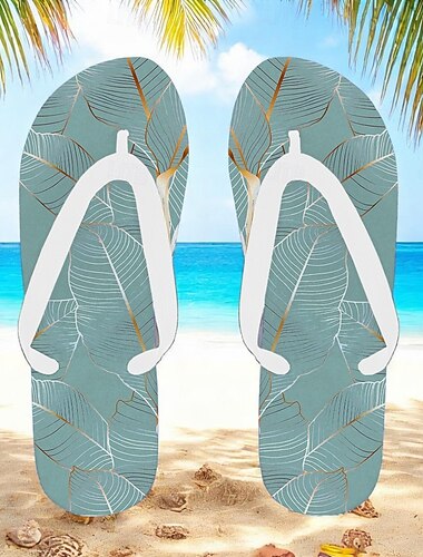  Flip-Flops für Herren mit blauem Blattmuster – tropischer und stylischer Stil für Strandurlaube, Inselhopping und Abendessen am Strand